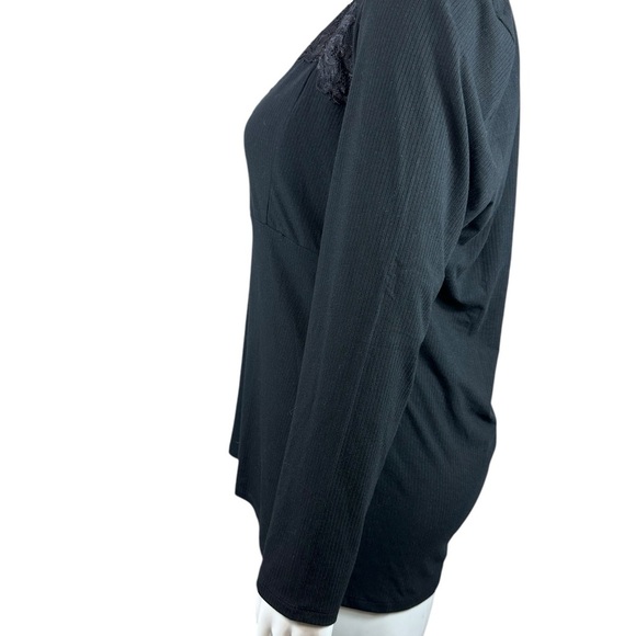 Torrid super soft ribbed long sleeve black top with lace inset size 3-3X/22-24 - Picture 5 of 10